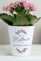 Personalised Memento Company Women's Personalised Abstract Rose Happy Mothers Day Plant Pot in White - thumbnail 4
