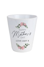 Personalised Memento Company Women's Personalised Abstract Rose Happy Mothers Day Plant Pot in White - thumbnail 1