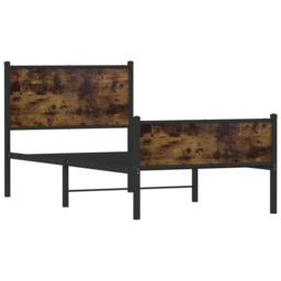 Berkfield Home Metal Bed Frame without Mattress Smoked Oak 90x190 cm Single in Brown - thumbnail 3