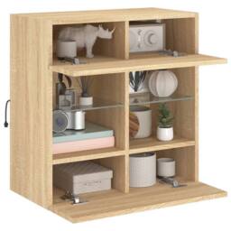 Berkfield Home TV Wall Cabinet with LED Lights Sonoma Oak 58.5x30x60.5 cm in Natural - thumbnail 6