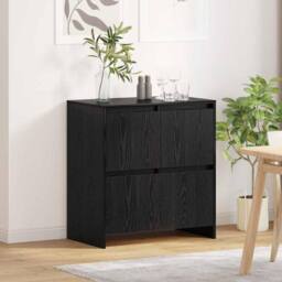 Berkfield Home Sideboard with Door Black oak 70 x 41 x 75 cm Engineered wood - thumbnail 4