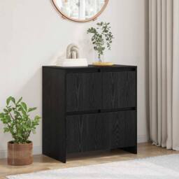 Berkfield Home Sideboard with Door Black oak 70 x 41 x 75 cm Engineered wood - thumbnail 2