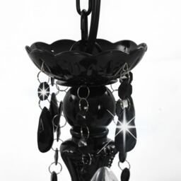 Berkfield Home Chandelier with Beads Black Round 3 x E14 - thumbnail 5