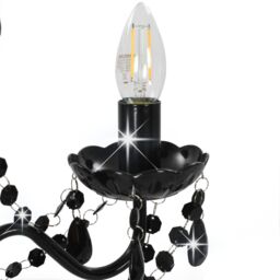 Berkfield Home Chandelier with Beads Black Round 3 x E14 - thumbnail 6