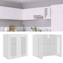 Berkfield Home Hanging Glass Cabinet White 60x31x60 cm Engineered Wood - Size: 60 x 31 x 60 cm - thumbnail 2