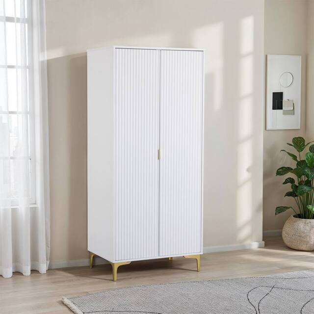Seconique Miami 2 Door Wardrobe - White/Gold in White - image 1