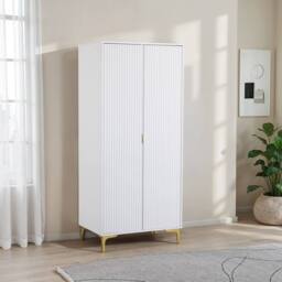 Seconique Miami 2 Door Wardrobe - White/Gold in White - thumbnail 1