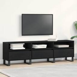 Berkfield Home TV Cabinet Black Oak 150x30x44, 5 cm Engineered Wood - thumbnail 2