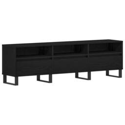 Berkfield Home TV Cabinet Black Oak 150x30x44, 5 cm Engineered Wood - thumbnail 1
