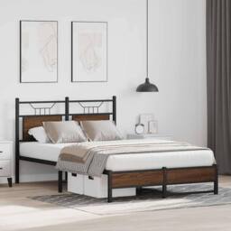 Berkfield Home Decorative Bed Frame Frame Brown Oak 120x190 cm Small Double Wood - thumbnail 4