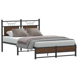 Berkfield Home Decorative Bed Frame Frame Brown Oak 120x190 cm Small Double Wood - thumbnail 2