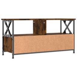 Berkfield Home TV Cabinet Smoked Oak 90x33x45 cm Engineered Wood&Iron in Brown - Size: 90 x 33 x 45 cm - thumbnail 8
