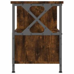 Berkfield Home TV Cabinet Smoked Oak 90x33x45 cm Engineered Wood&Iron in Brown - Size: 90 x 33 x 45 cm - thumbnail 7