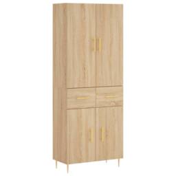 Berkfield Home Highboard Sonoma Oak 69.5x34x180 cm Engineered Wood in Brown - thumbnail 3