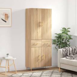 Berkfield Home Highboard Sonoma Oak 69.5x34x180 cm Engineered Wood in Brown - thumbnail 2