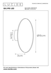 Lucide 'EKLYPS' Non Dimmable Stylish Modern Indoor Decorative LED Wall Light in Black - thumbnail 5
