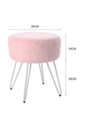Living and Home Soft Fluffy Pink Low Chair Dressing Footstool with Metal Leg - thumbnail 6