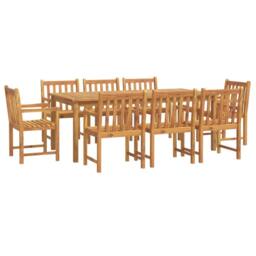 Berkfield Home 9 Piece Garden Dining Set Solid Wood Acacia in Brown - thumbnail 2