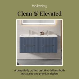Balterley Fluted Wall Hung 4 Drawer Vanity Basin Unit & Basin 1200mm, Satin Blue - thumbnail 7