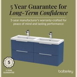 Balterley Fluted Wall Hung 4 Drawer Vanity Basin Unit & Basin 1200mm, Satin Blue - thumbnail 6