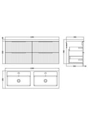 Balterley Fluted Wall Hung 4 Drawer Vanity Basin Unit & Basin 1200mm, Satin Blue - thumbnail 8