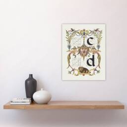 "Artery8 Pictoral Letter Guide C & D Calligraphy Wall Art Poster Print in White - Size: W24"" x H32""" - thumbnail 4