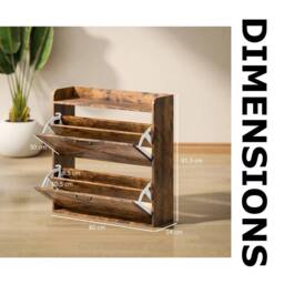 FURNOS 2 Drawer Hallway Shoe Storage Cabinet With Storage Shelf Rustic in Brown - thumbnail 8