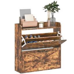 FURNOS 2 Drawer Hallway Shoe Storage Cabinet With Storage Shelf Rustic in Brown - thumbnail 7