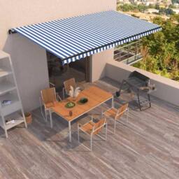 Berkfield Home Manual Retractable Awning 600x350 cm Blue & White - thumbnail 2