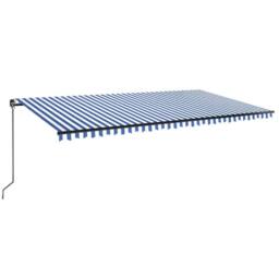 Berkfield Home Manual Retractable Awning 600x350 cm Blue & White - thumbnail 1