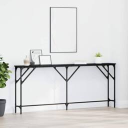 Berkfield Home Console Table Black Oak 180x23x75 cm Engineered Wood - Size: 180 x 23 x 75 cm