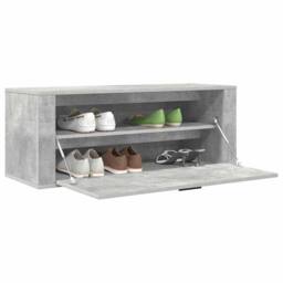 Berkfield Home Wall Shoe Cabinet Concrete Grey 100x35x38 cm Engineered Wood - Size: 100 x 35 x 38 cm - thumbnail 4