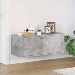 Berkfield Home Wall Shoe Cabinet Concrete Grey 100x35x38 cm Engineered Wood - Size: 100 x 35 x 38 cm - thumbnail 2