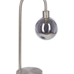 Wyld and Coco Table Lamp Silver Steel Round Glass Shade Modern Glam Ambient Desk - thumbnail 2