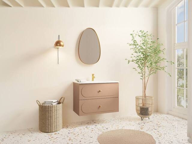 Vente-unique Wall-Hung Vanity Unit - Dusty Pink - 80 Cm - SATOBAL - image 1