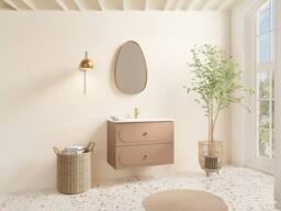 Vente-unique Wall-Hung Vanity Unit - Dusty Pink - 80 Cm - SATOBAL - thumbnail 1