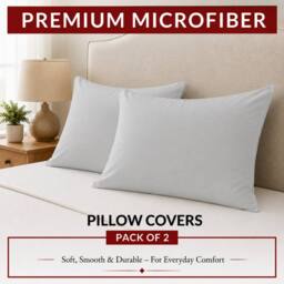 Pamposh Double Brushed Microfibre Pillowcases 2 Pack in Light Grey - Size: Standard Pillow Case - thumbnail 1
