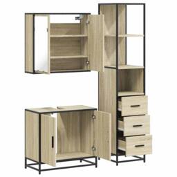 Berkfield Home 3 Piece Bathroom Furniture Set Sonoma Oak Engineered Wood in Brown - thumbnail 8