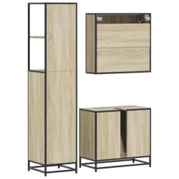 Berkfield Home 3 Piece Bathroom Furniture Set Sonoma Oak Engineered Wood in Brown - thumbnail 7