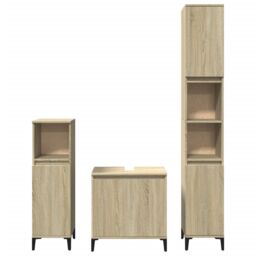 Berkfield Home 3 Piece Bathroom Furniture Set Sonoma Oak Engineered Wood in Brown - thumbnail 4
