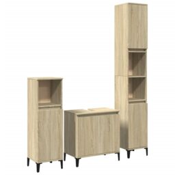 Berkfield Home 3 Piece Bathroom Furniture Set Sonoma Oak Engineered Wood in Brown - thumbnail 2