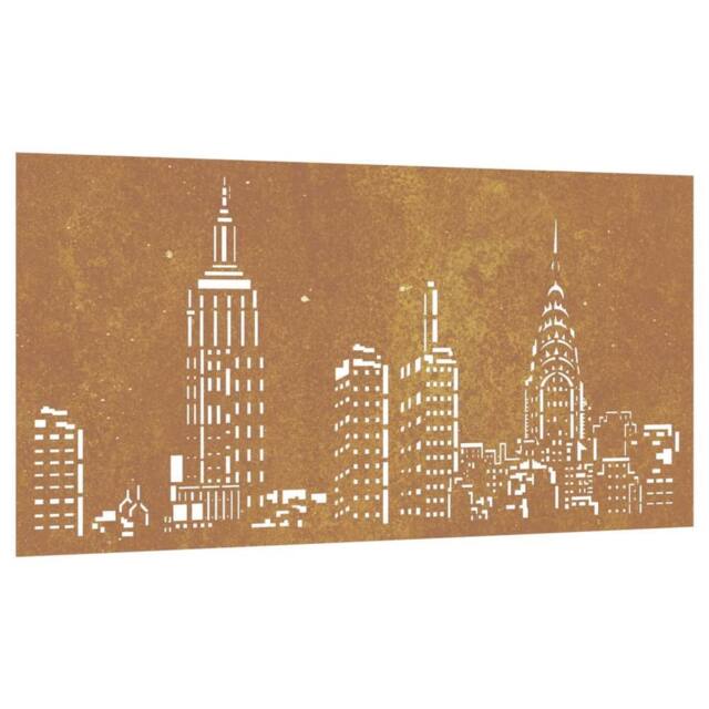 Berkfield Home Garden Wall Decoration 105x55 cm Corten Steel Skyline Design in Brown - image 1