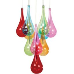 Multi Light Ceiling Pendant 10 Bulb Coloured Glass Chandelier Chrome Lamp Rose - thumbnail 1