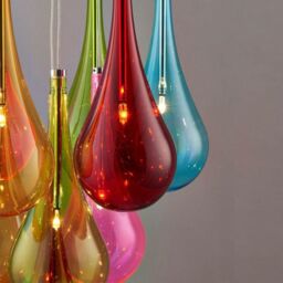 Multi Light Ceiling Pendant 10 Bulb Coloured Glass Chandelier Chrome Lamp Rose - thumbnail 4