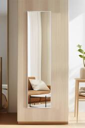 Living and Home 120x30cm Modern Full Length Mirror Metal Frame Wall-Mounted Dressing Mirror for Bedroom & Clothing Store in White - Size: 120x30 cm - thumbnail 2