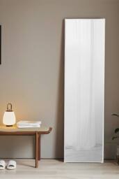 Living and Home 120x30cm Modern Full Length Mirror Metal Frame Wall-Mounted Dressing Mirror for Bedroom & Clothing Store in White - Size: 120x30 cm - thumbnail 1