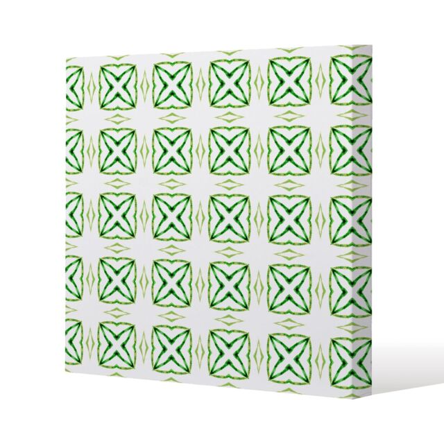 Benjamin Tate Design Green extraordinary boho chic summer design (Canvas Print) / 77 x 77 x 4cm in Natural - Size: 77 x 77 x 4 cm - image 1