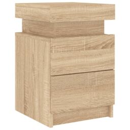 Berkfield Home Bedside Cabinet with LED Lights Sonoma Oak 35x39x55 cm in Brown - Size: 35 x 39 x 55 cm - thumbnail 6