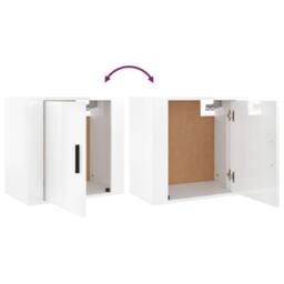 Berkfield Home Elegant Wall-mounted Bedside Cabinet High Gloss White 50x30x47 cm - Size: 50 x 30 x 47 cm - thumbnail 8