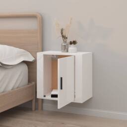 Berkfield Home Elegant Wall-mounted Bedside Cabinet High Gloss White 50x30x47 cm - Size: 50 x 30 x 47 cm - thumbnail 1